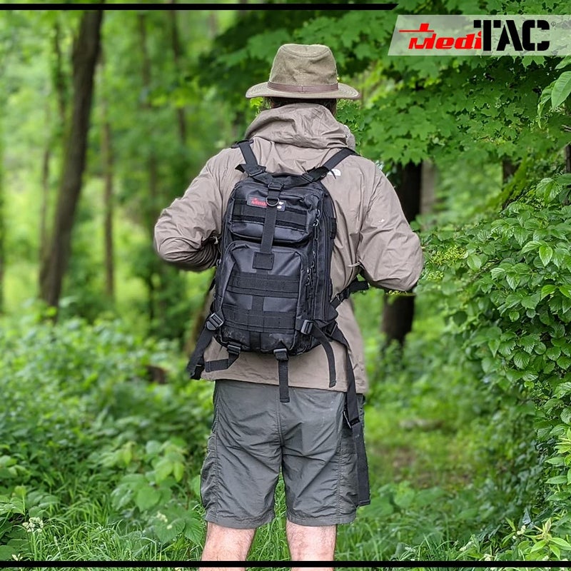MediTac Tactical Assault Pack - First Aid Rucksack - 18" Military MOLLE Backpack - Tactical Black - Image 3